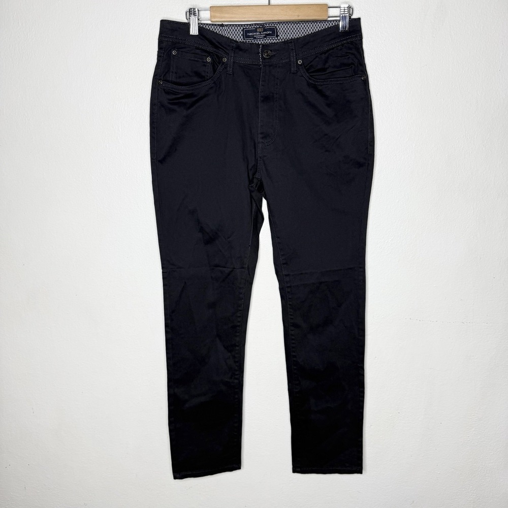 New Nickel And Iron Modern Slim Fit Premium Stretch Black Pants Men's 32x30